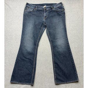 Silver Jeans Aiko Bootcut Womens Plus 20 Blue Whiskered Logo 5 Pocket Denim